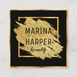 Carte De Visite Carré Beauty Luxury Black Gold Design élégant