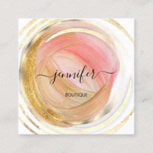 Carte De Visite Carré Beauty Organic Shop QR Code Logo Rose Gold Paint