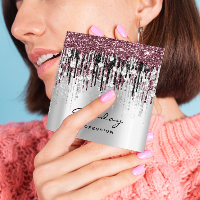 Carte De Visite Carré Beauty Studio Coiffeur maquillage Gris Rose Drives (Créateur téléchargé)