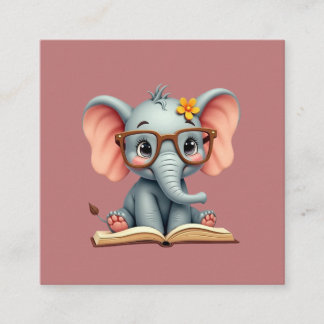Carte De Visite Carré Bébé Éléphant Sage