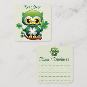 Carte De Visite Carré Bébé Hibou Mignon St Patrick Dessin Animé