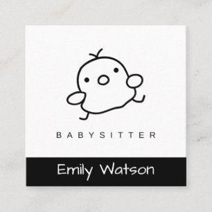 Carte De Visite Carré Bébé mignon noir et blanc IG Babysitter