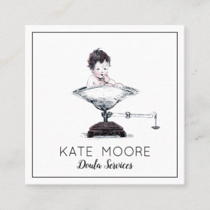 Carte De Visite Carré Bébé Whimsical À L'Échelle Mini-Femme Ou Doula