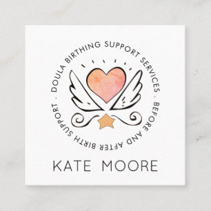 Carte De Visite Carré Bébé Whimsical Doula Entraîneur De Naissance Ou Mi