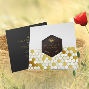 Carte De Visite Carré Bee Bee Keeper Miel Apiariste Or Noir