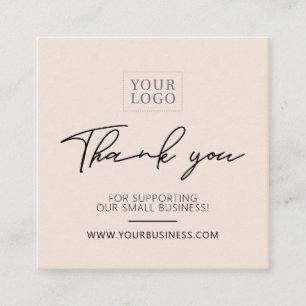 Carte De Visite Carré Beige Simple Business Thank you Insertion Card