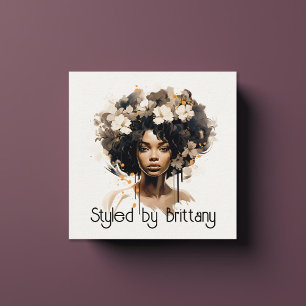 Carte De Visite Carré Belle Black Woman Hair Maquillage Styliste