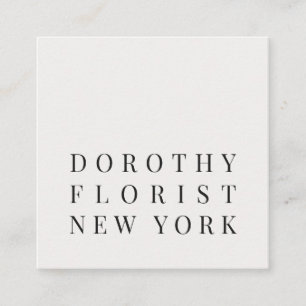 Carte De Visite Carré Belle chic blanc élégant minimaliste fleuriste
