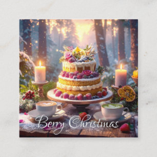 Carte De Visite Carré BERRY CHRISTMAS Flat Note Card