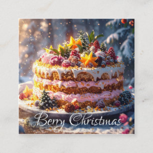 Carte De Visite Carré BERRY CHRISTMAS Flat Note Card