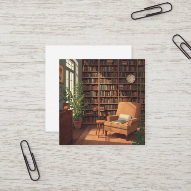 Carte De Visite Carré Bibliothèque (Devant/Arrière en situation)