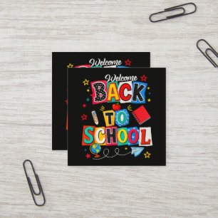 Carte De Visite Carré Bienvenue à l'école Professeur Bonne Première Jour