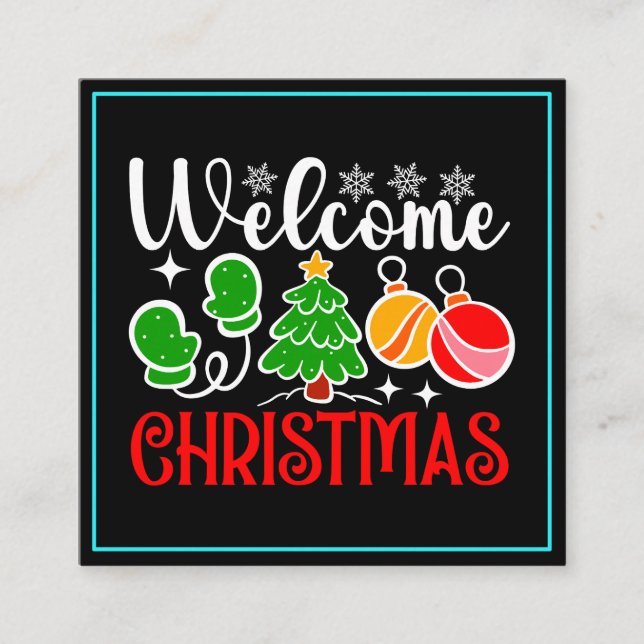 Carte De Visite Carré Bienvenue Noël (Devant)