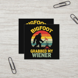Carte De Visite Carré Big Foot a attrapé mon hot dog drôle Sasquatch