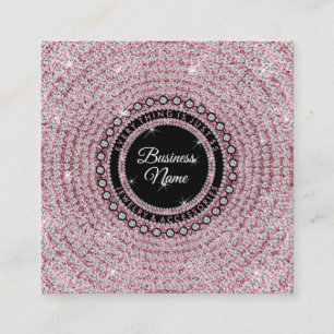 Carte De Visite Carré Bijouterie Cercle de diamants Rose Glitz Bling Élé