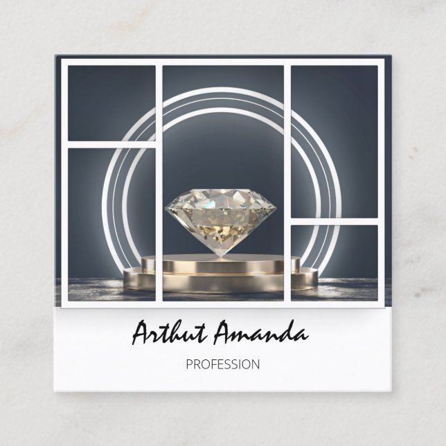 Carte De Visite Carré Bijoux Boutique de luxe Boutique Personnalisée Log (Devant)