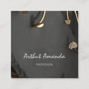 Carte De Visite Carré Bijoux de luxe Anneau doré personnalisé Logo minim