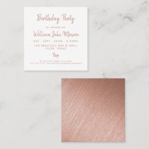 Carte De Visite Carré Billet rose Gold Foil & Script Anniversaire