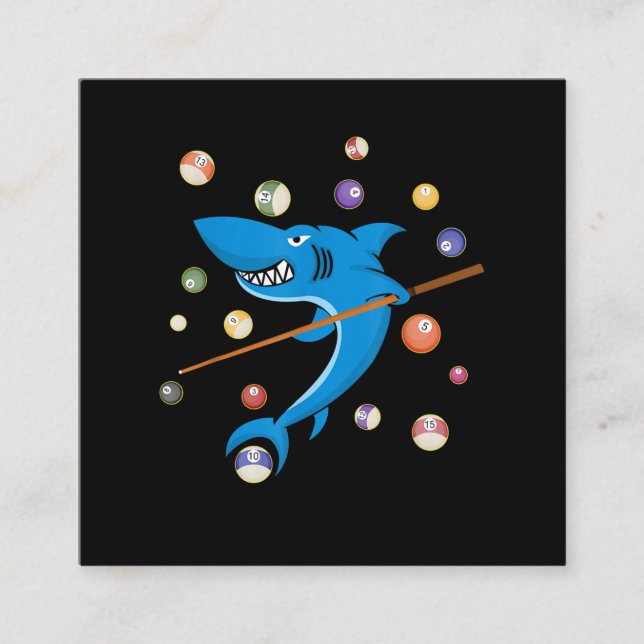 Carte De Visite Carré Billiard Shark 8 Ball Player Table Bue Stick (Devant)