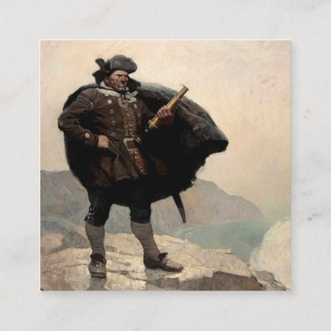 Carte De Visite Carré Billy Bones, île au trésor par N. C. Wyeth (Dos)