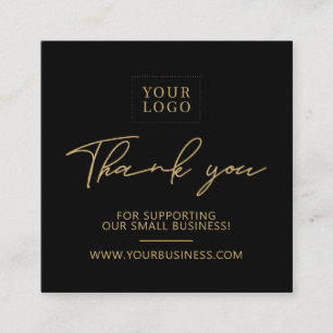 Carte De Visite Carré Black & Gold Emballage de logo d'entreprise Merc