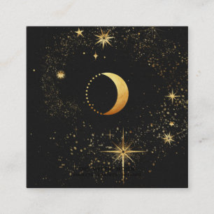 Carte De Visite Carré *~* Black Gold Luna Lunar Stars Mystic Moon