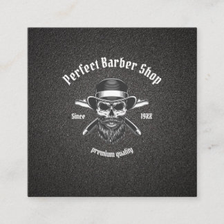 Carte De Visite Carré Black Metal Beard Moderne Élégant Barber Salon
