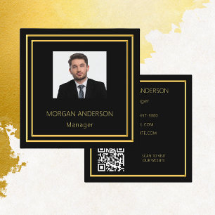 Carte De Visite Carré Black or minimaliste photo code QR