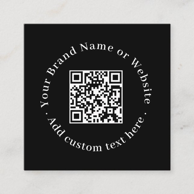 Carte De Visite Carré Black Scan Me QR | Moderne Contact Professionnel  (Devant)