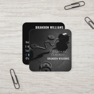 Carte De Visite Carré Black White Fitness Personal Trainer Influencer