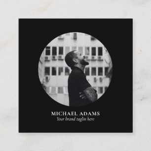 Carte De Visite Carré Black & White Simple Photo moderne Espace médias s