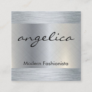 Carte De Visite Carré Blanc clair minimaliste avec texte cursif