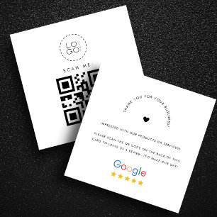 Carte De Visite Carré Blanc Google Commentaires Custom Business Logo Cod