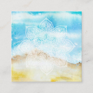 Carte De Visite Carré *~* Blanc Lacey Mandala Beach Océan