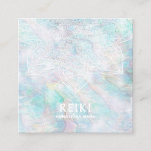 Carte De Visite Carré *~* Blanc Lacey Mandala Pastel bleu rose jaune