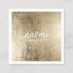 Carte De Visite Carré Blanc minimaliste carré moderne d'or chic élégant