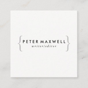 Carte De Visite Carré Blanc noir minimaliste avec crochets