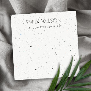 CARTE DE VISITE CARRÉ BLANC TERRAZZO TEXTURE STUD EARRING AFFICHER LOGO