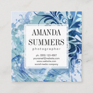 Carte De Visite Carré Bleu contemporain