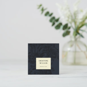 Carte De Visite Carré Bleu foncé vintage ornemental victorien