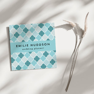 Carte De Visite Carré Bleu Marocain Trellis, Lattes, Quatrefoil