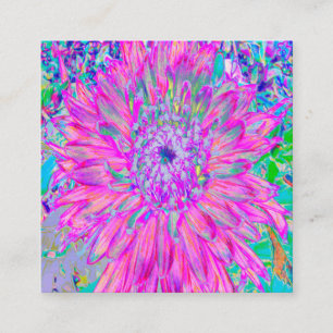 Carte De Visite Carré Bleu rose et violet cool Artsy Dahlia Bloom