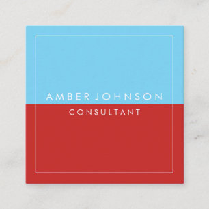 Carte De Visite Carré Bleu rouge Deux tons avec bordure blanche