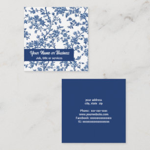Carte De Visite Carré Bleu toile à fleurs françaises