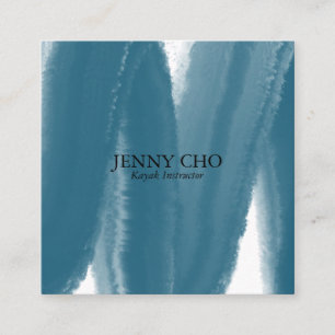 Carte De Visite Carré Bleu turquoise peinture épais brosse à brosse d'ea