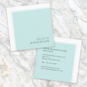 Carte De Visite Carré Bloc de couleur Aqua minimaliste simple et élégant