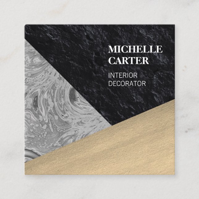 Carte De Visite Carré Bloc de couleur | Art Abstrait | Concepteur intéri (Devant)