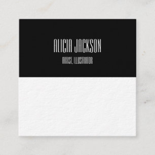 Carte De Visite Carré Bloc de couleur noir blanc minimaliste géométrique