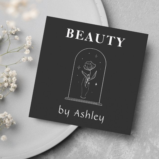 Carte De Visite Carré Blogger de beauté Celtic Main Holding Flower Magic (Créateur téléchargé)