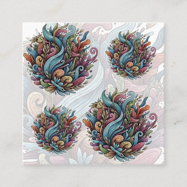 Carte De Visite Carré Bloom non dompté : énergie organique (Devant)